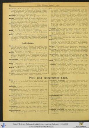 Post- und Telegraphen-Tarif.