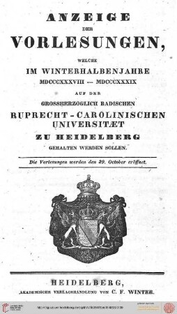 Wintersemester 1838/1839