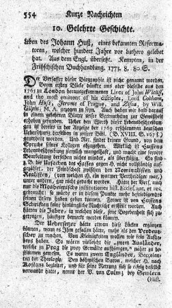 Leben des Johann Huß.