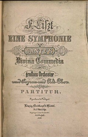 Eine Symphonie zu Dantes Divina commedia : für großes Orchester und Sopran- und Alt-Chor