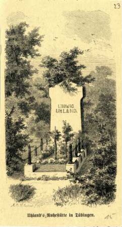 Grafik "Uhland's Ruhestätte in Tübingen"