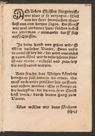 ACh lieben Christen seit getrost/ || wie thut jr so verzagen/