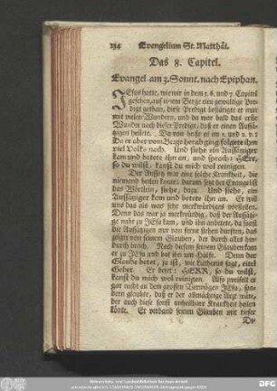 Das 8. Capitel. Evangel. am 3. Sonnt. nach Epiphan.