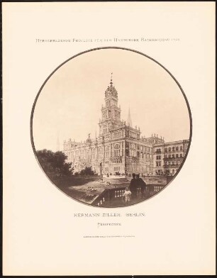 Hervorragende Projekte für den Hamburger Rathausbau 1876: Perspektivische Ansicht