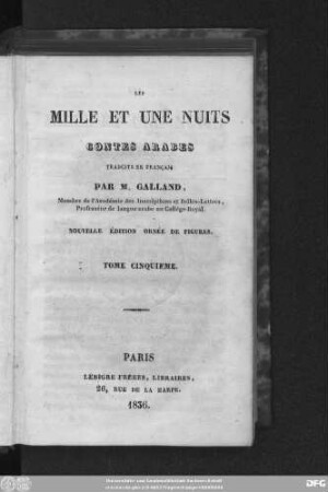 T. 5: Les mille et une Nuits : Contes arabes