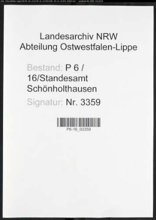 Sterberegister Standesamt Schönholthausen