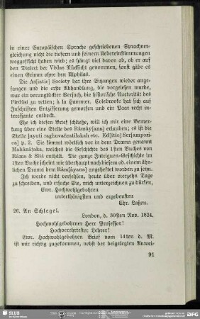 Christian Lassen an August Wilhelm von Schlegel, London, 30.11.1824