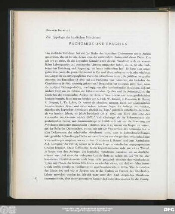 Heinrich Bacht s.j. Zur Typologie des koptischen Mönchtums Pachomius Und Evagrius