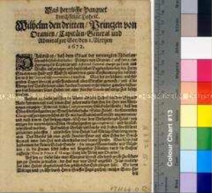 Beschreibung des Banketts seiner Königlichen Hoheit Wilhelm III. von Oranien-Nassau