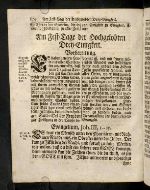 874-892, Am Fest-Tage der Hochgelobten Drey-Einigkeit