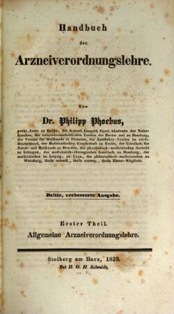 Handbuch der Arzneiverordnungslehre. 1. (1839)