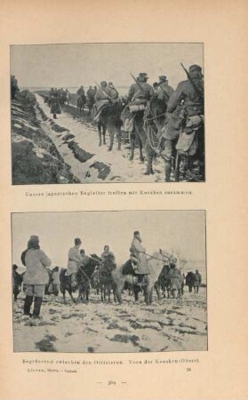 Unsere japanischen Begleiter treffen mit Kosaken zusammen. Begrüssung zwischen den Offizieren, vorn der Kosaken-Oberst