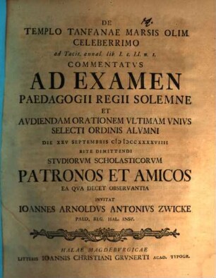 De templo Tanfanae Marsis olim celeberrimo ... : [progr.]