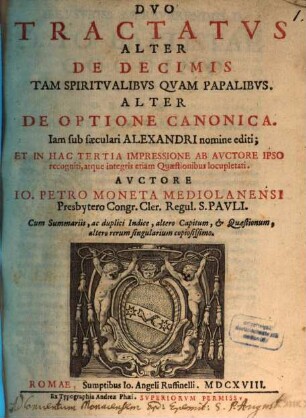 Duo tractatus de decimis