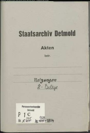 Belegakten zu den Zivilstandsregistern der katholischen Gemeinde Natzungen, Kreis Warburg (1809-1814)