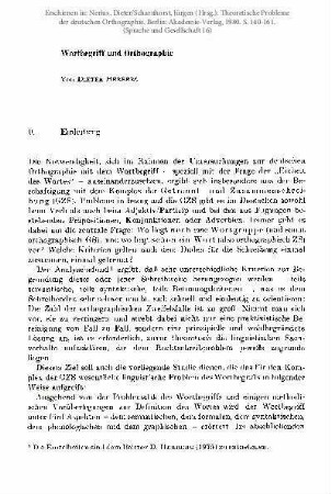 Wortbegriff und Orthographie