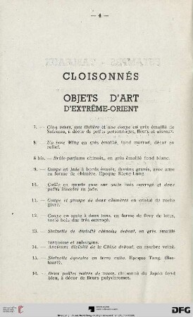 Cloisonnés - Objets d'art d'extrême-orient (Nr.7-27)