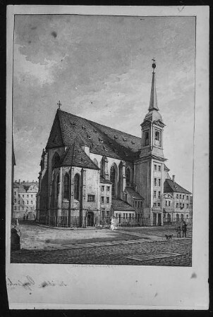 Dresden. Sophienkirche von der Grossen Brüdergasse (vor dem Umbau 1864-1866)