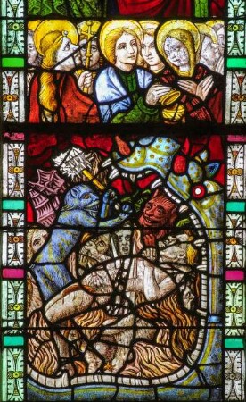 Frankreich. Bretagne. Finistere. Kergoat. Chapelle de Kergoat. Buntglasfenster. 1555. Detail