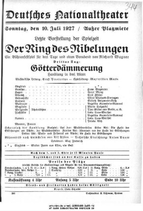 Der Ring des Nibelungen Dritter Tag: Götterdämmerung