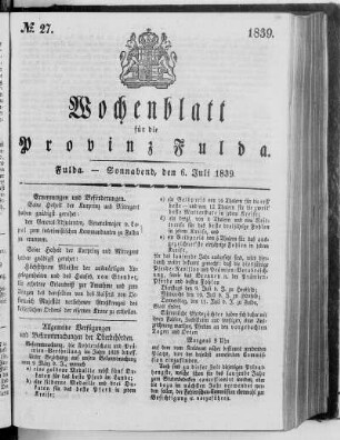 No. 27, Ausgabe vom 6. Juli 1839