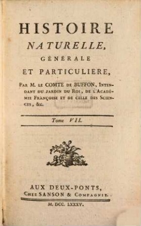 Histoire Naturelle, Générale Et Particulière, [1],7