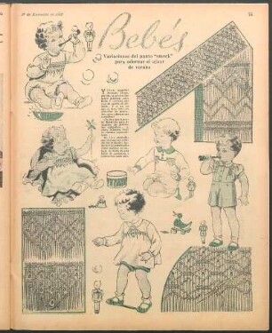 Bebés [Dibujos] : Variaciones del punto "smock" para adornar el ajuar de verano