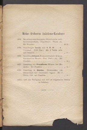 Meine früheren Auktions-Kataloge