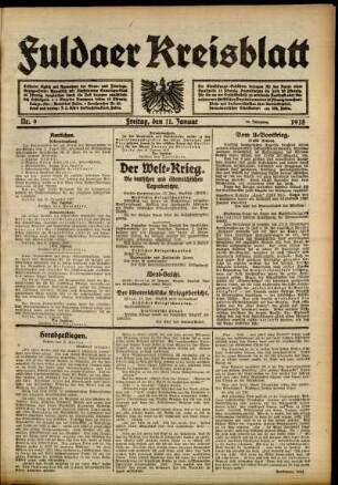 Ausgabe vom Freitag, den 11. Januar 1918.