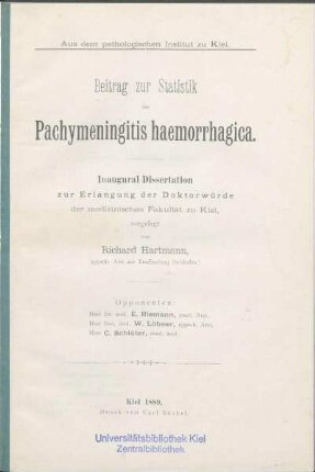 Beitrag zur Statistik der Pachymeningitis haemorrhagica