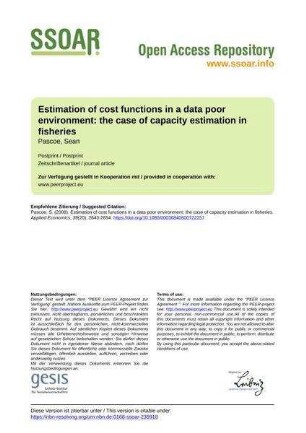 Estimation of cost functions in a data poor environment: the case of capacity estimation in fisheries