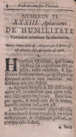 Numerus II. XXXIII. Aphorismi De Humilitate