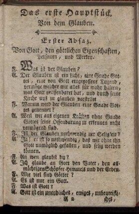 Das erste Hauptstück. Von dem Glauben.