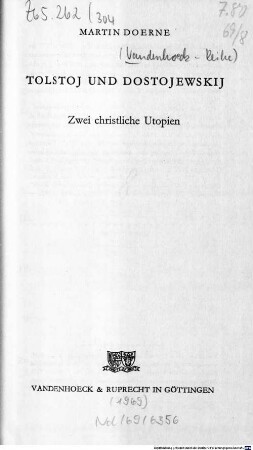 Tolstoj und Dostojewskij : zwei christliche Utopien