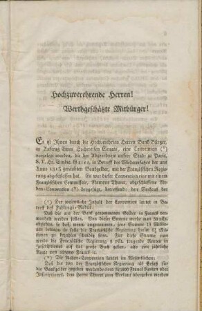 Hochzuverehrende Herren! Werthgeschätzte Mitbürger!