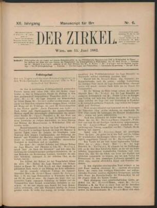 Nr. 6. Wien, am 15. Juni 1882.