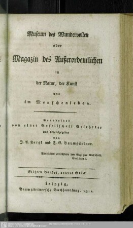 Eilfter Band, drittes Stück