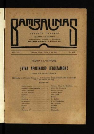 ¡Viva Apolinario Leguizamón! : pieza en tres actos