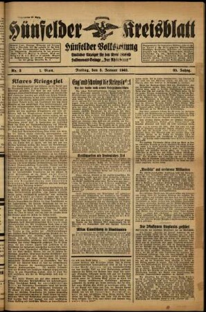 Erste Ausgabe vom Freitag, den 05. Januar 1940.