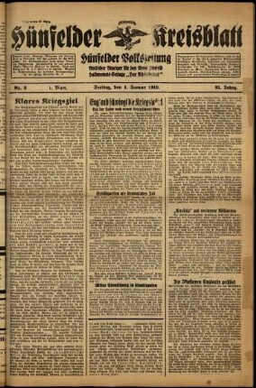 Erste Ausgabe vom Freitag, den 05. Januar 1940.