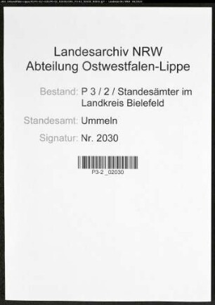 Sterberegister Standesamt Ummeln