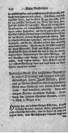 Auserlesene Briefe über verschiedene Gegenstände aus der Sittenlehre und Religion. 2.verm.Aufl.