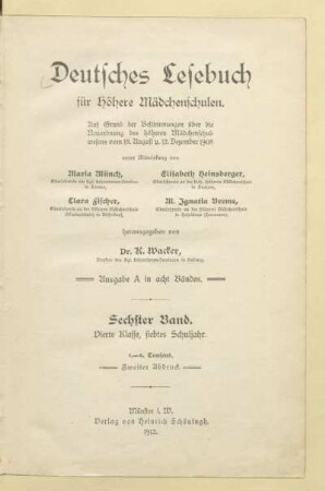 Band 6 = Klasse 4, 7. Schuljahr, [Schülerband]: [Band 6 = Klasse 4, 7. Schuljahr, [Schülerband]]