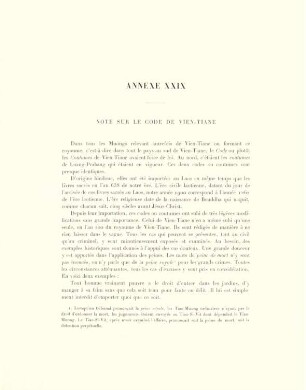 Annexe XXIX. Note sur le code de Vien-Tiane