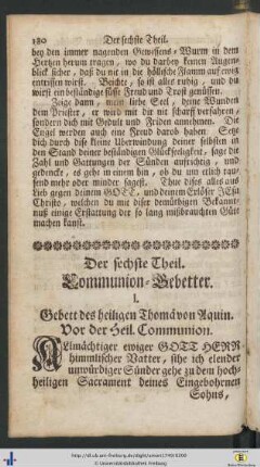 Der sechste Theil. Communion-Gebetter.