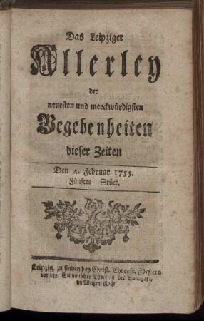 Den 4. Februar 1755. Fünftes Stück.