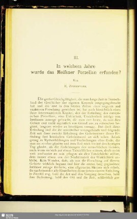 III. In welchem Jahre wurde das Meissner Porzelan erfunden?