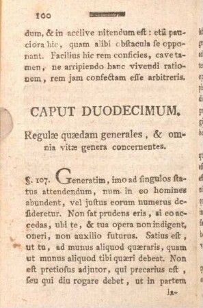Caput Duodecimum. Regulae quaedam generales, & omnia vitae genera concernentes.