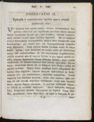 Observatio II. Epilepsia e concremento lapideo nervo crurali inhaerente orta.