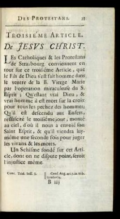 Troisiéme Article. De Jesus Christ.